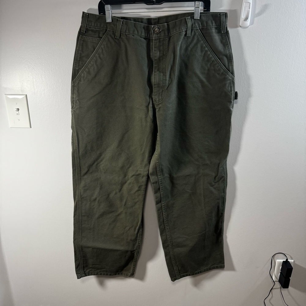 Carhartt Green B11 MOS Duck Canvas Dungaree Fit Pants Men's Size‎ 38/29